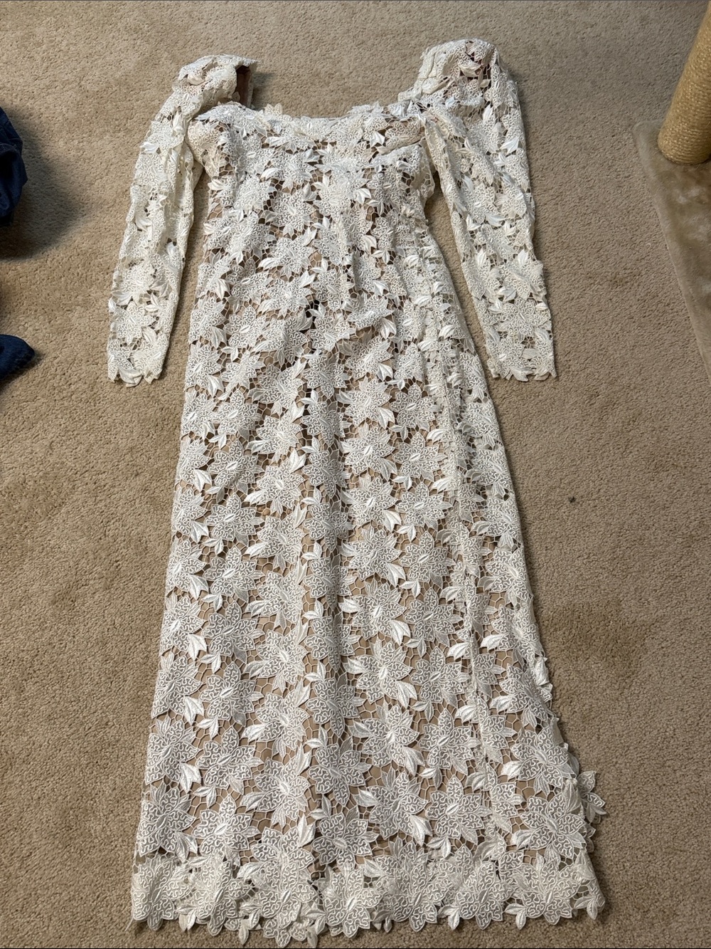 Ivory Lace Long Sleeve Maxi Dress